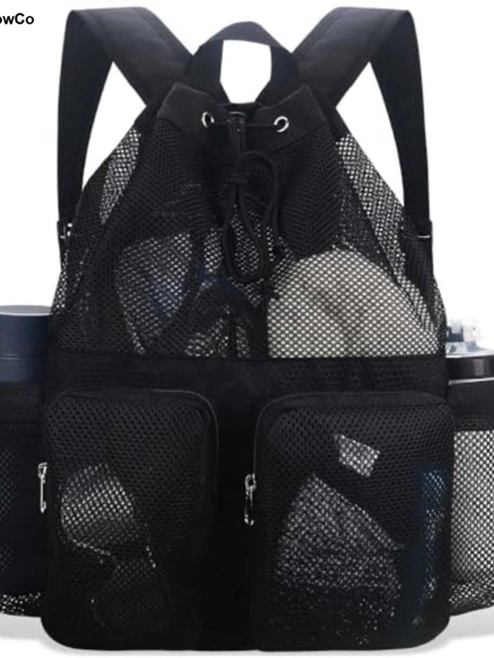 Mesh Drawstring Backpack Swim Gym Bag with Padded Straps